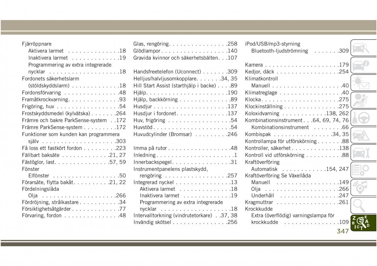 Jeep Compass II 2 instruktionsbok / page 349