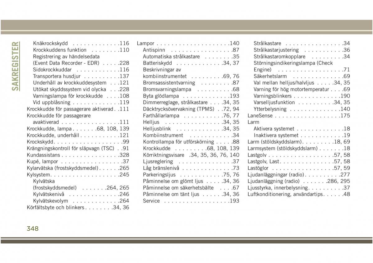 Jeep Compass II 2 instruktionsbok / page 350