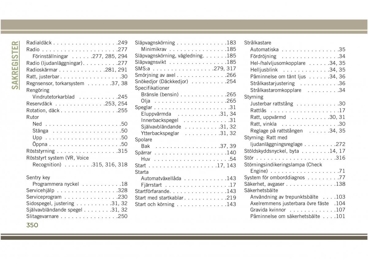 Jeep Compass II 2 instruktionsbok / page 352