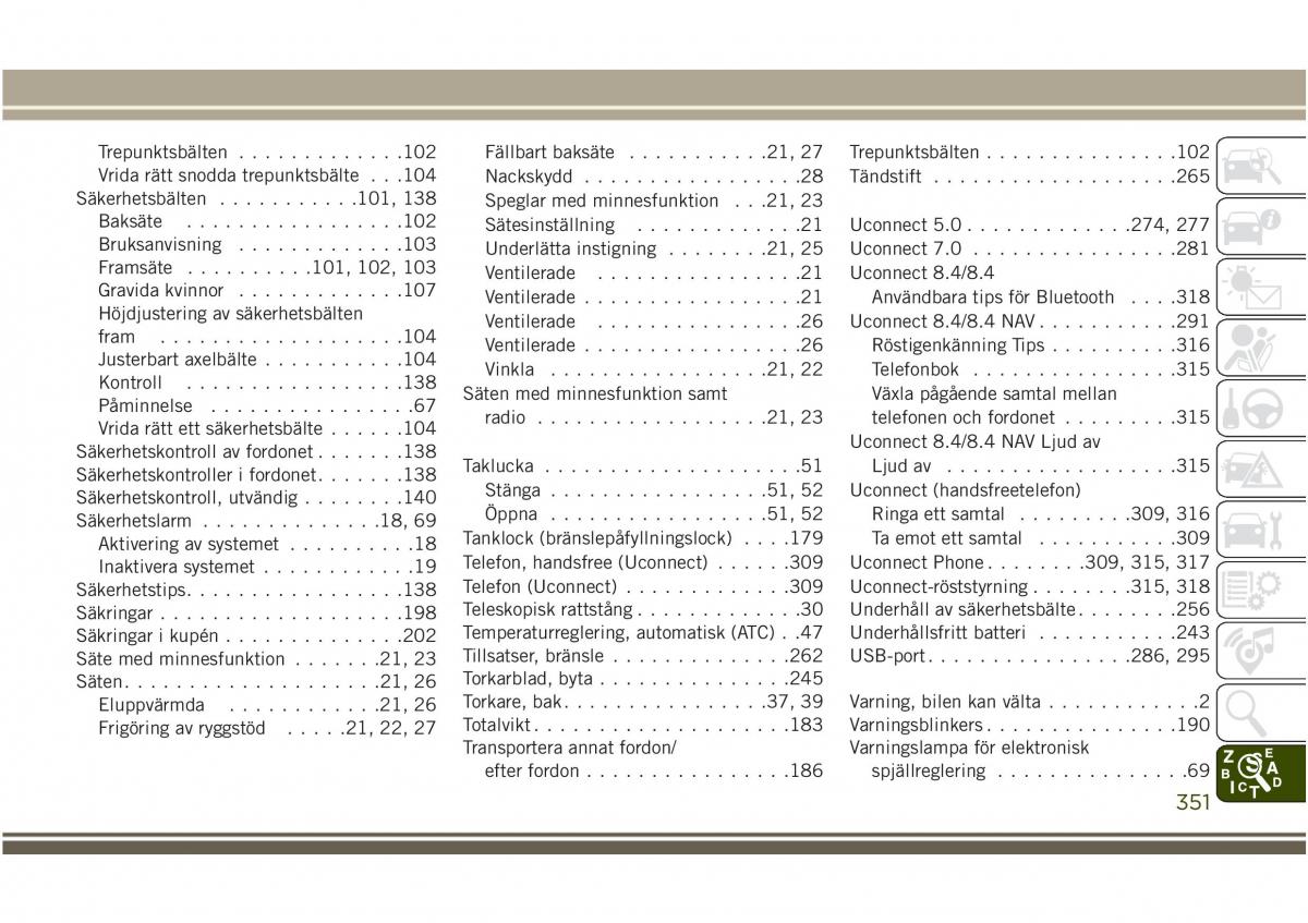 Jeep Compass II 2 instruktionsbok / page 353
