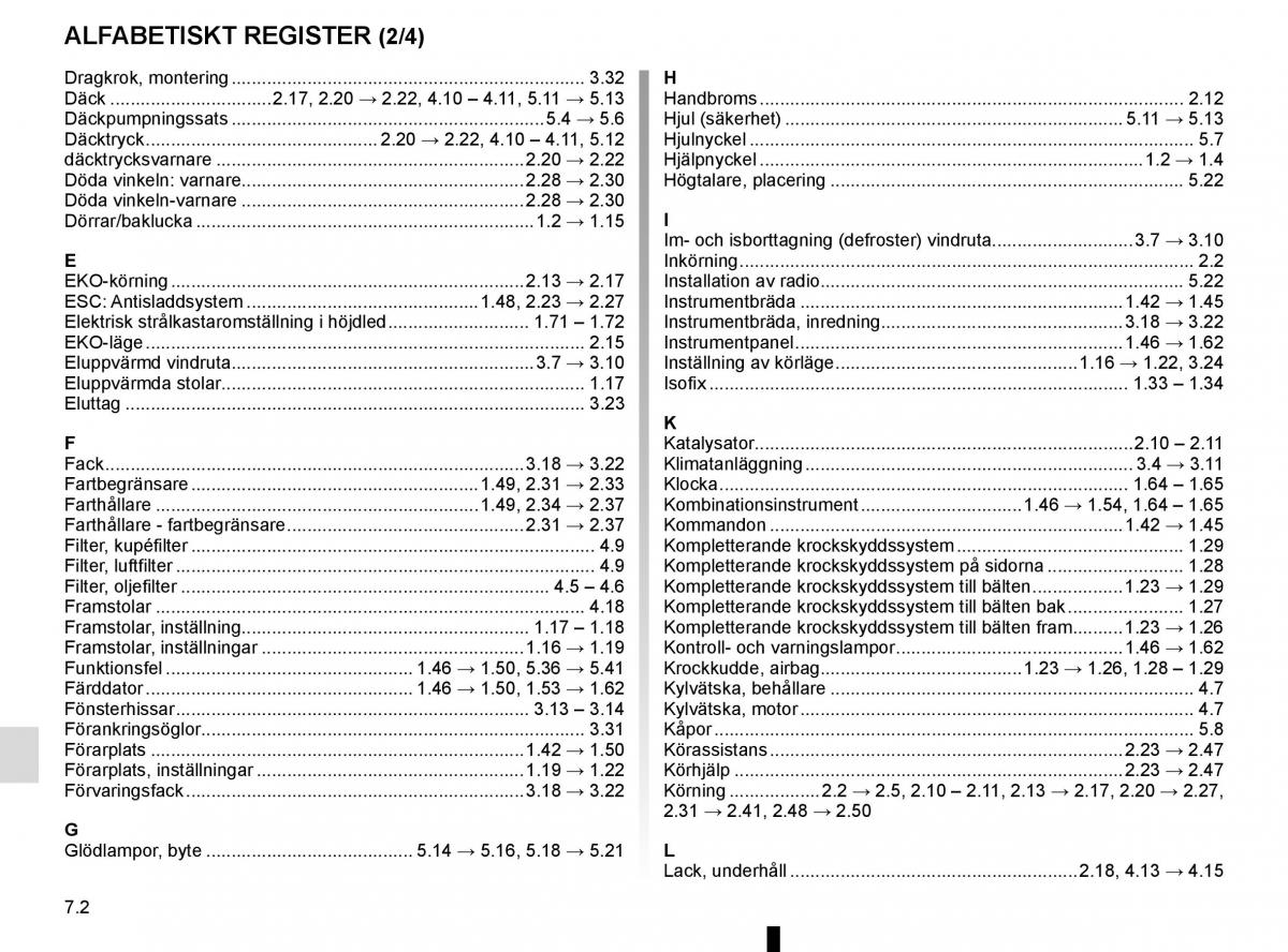 Renault Captur instruktionsbok / page 254