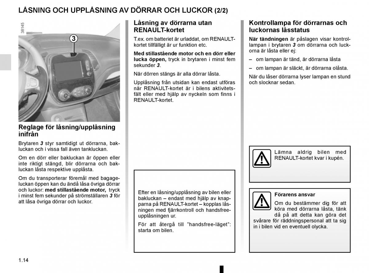 Renault Captur instruktionsbok / page 20