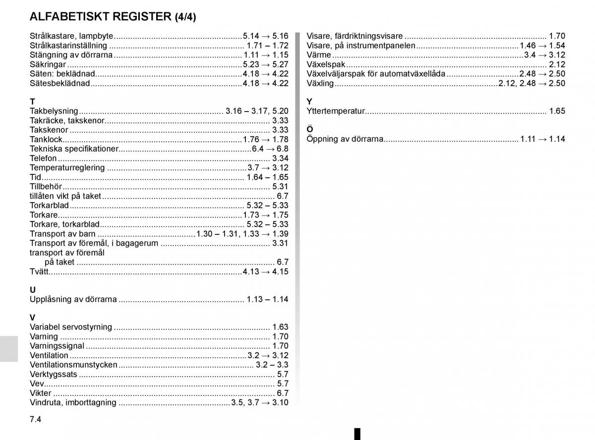 Renault Captur instruktionsbok / page 256