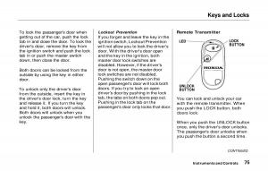 Honda-Prelude-V-5-owners-manual page 76 min
