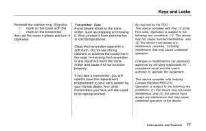 Honda-Prelude-V-5-owners-manual page 78 min